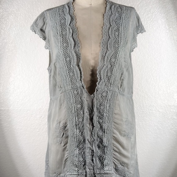 Johnny Was Lenin Cap Slv Tie Blouse M NWT - Picture 2 of 6